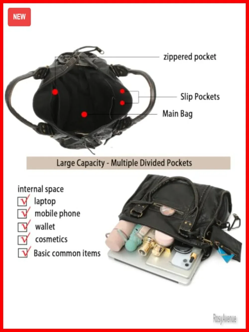 Vegan Leather Hobo Shoulder Bag, Y2K Distressed Tote